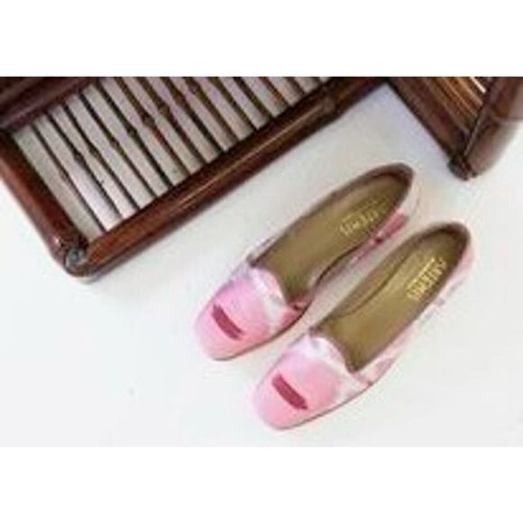 Artemis Pink Ikat Silk Loafers Women's Sz. 36 (US 5.5) - Picture 1 of 8
